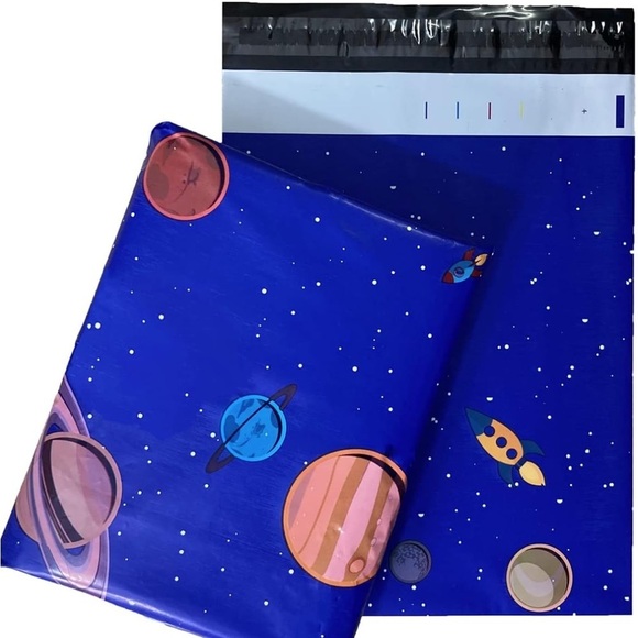 9 Poly Mailers 10x13 & 10 Thank you Stickers Planetary Space Theme - Picture 7 of 11